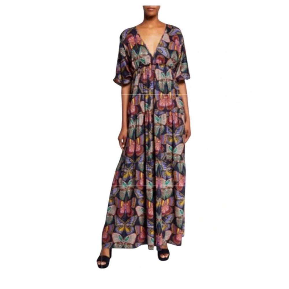 Trina Turk Argo Iris Butterfly Maxi Dress Size XS